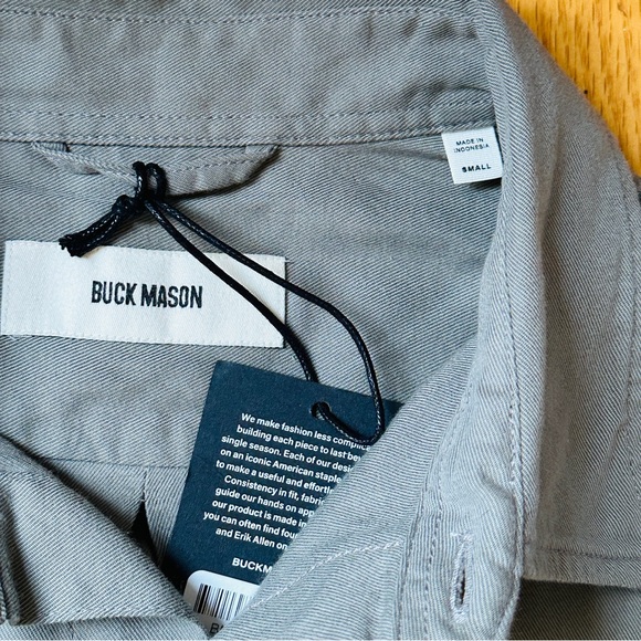 Buck Mason Mens Small Draped Twill Short One Sleeve Pocket Shirt in Shale NWT - Picture 4 of 7